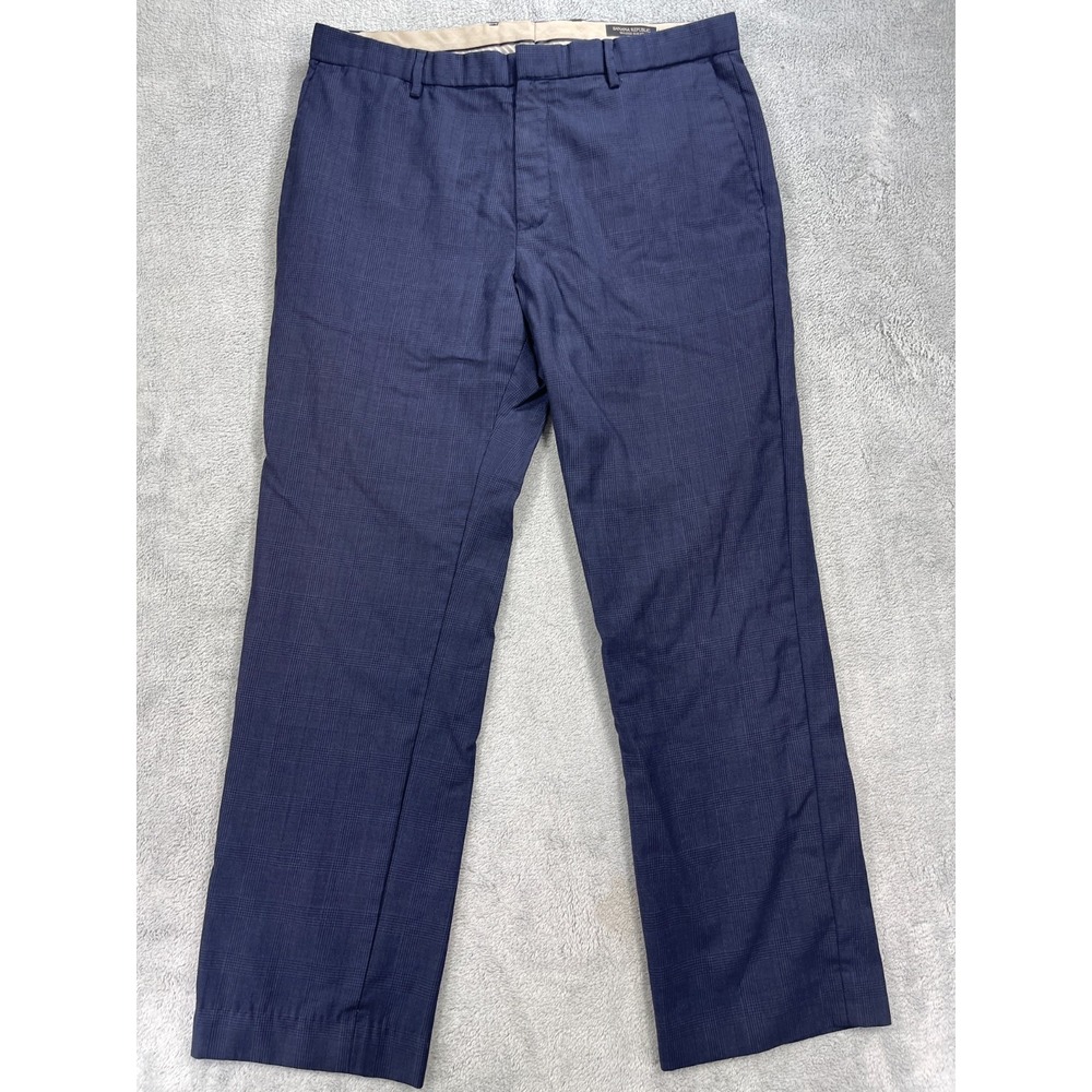 Banana Republic Dress Pants Mens 36x32 Blue Plaid Business Tailored Slim Fit